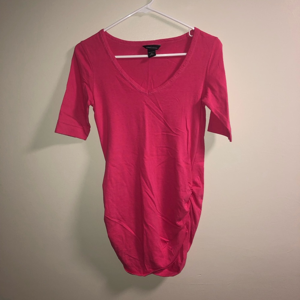 Moda International ruched pink long tunic